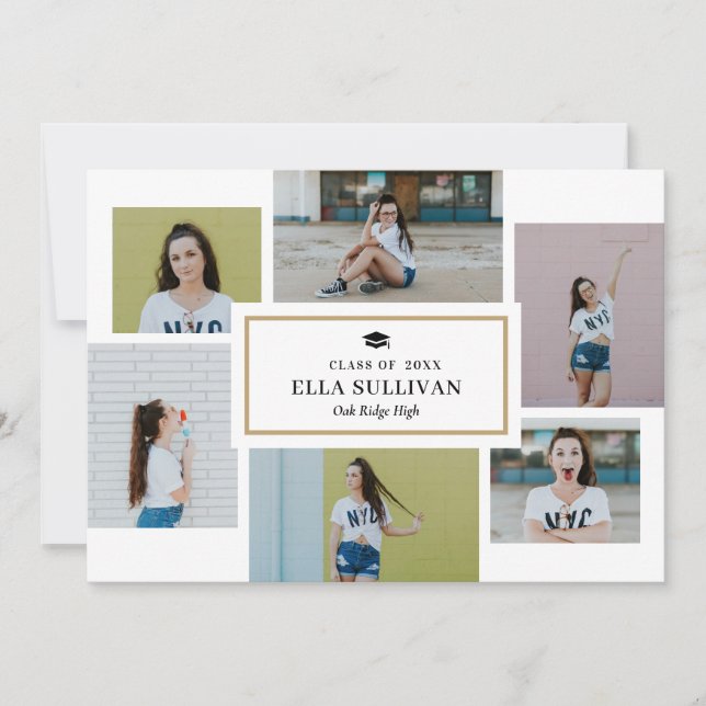 Trendy Gallery Editable Colour Photo Graduation Invitation (Front)