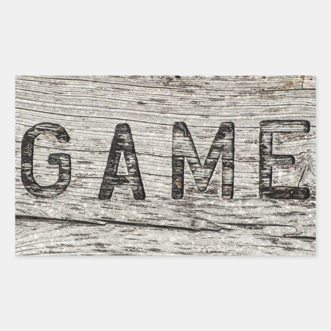 Trendy GAME Engraved Rustic Wood Rectangular Sticker (Front)