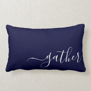 Trendy Gather Navy Blue Company Logo Client Gift Lumbar Cushion