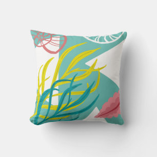 Trendy Geo Nautical Seashells Seaweed Cushion
