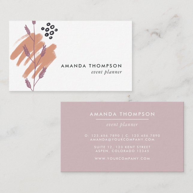 Trendy Geometric Brush Strokes Collage Business Ca Business Card (Front/Back)
