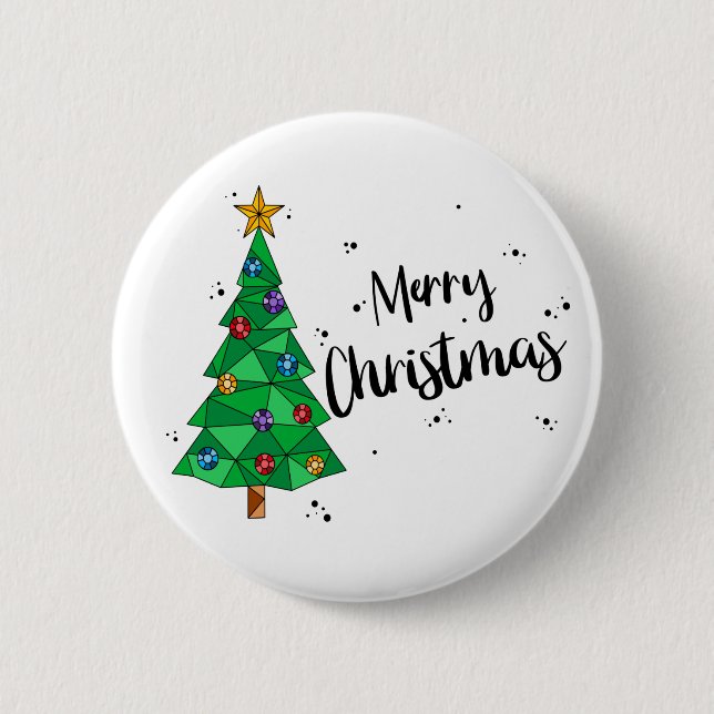 Trendy Geometric Colourful Tree Merry Christmas 6 Cm Round Badge (Front)