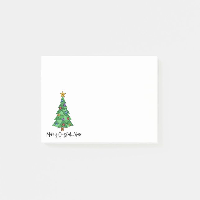 Trendy Geometric Colourful Tree Merry Christmas Post-it Notes (Front)