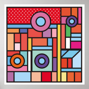 Trendy geometric elements memphis design. Retro st Poster