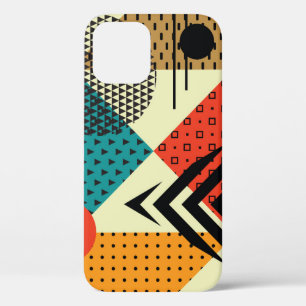 Trendy Geometric Elements, Retro Style. iPhone 12 Case