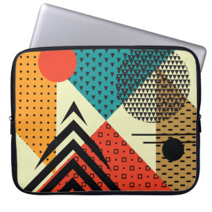 Trendy Geometric Elements, Retro Style. Laptop Sleeve