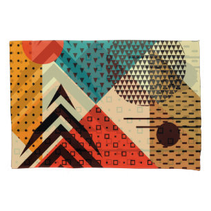 Trendy Geometric Elements, Retro Style. Pillowcase