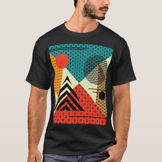Trendy Geometric Elements, Retro Style. T-Shirt (Front)