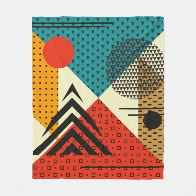 Trendy geometric elements. Retro style texture, pa Fleece Blanket (Front)