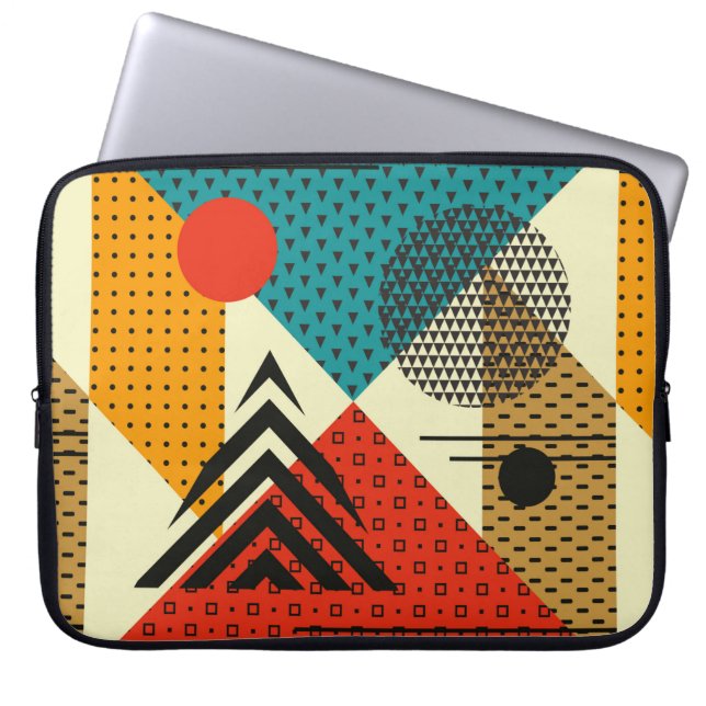 Trendy geometric elements. Retro style texture, pa Laptop Sleeve (Front)