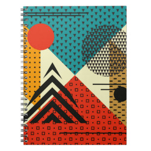 Trendy geometric elements. Retro style texture, pa Notebook