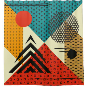Trendy geometric elements. Retro style texture, pa Shower Curtain