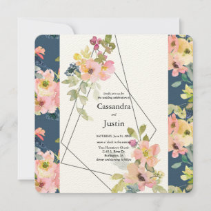Trendy Geometric Floral Wedding Invitation