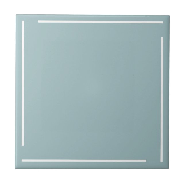 Trendy Geometric Minimalist Dusty Blue Ceramic Tile (Front)