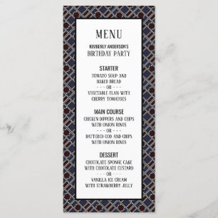 Trendy Geometric Pattern, Modern Birthday Menu