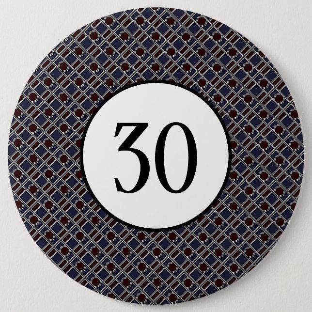 Trendy Geometric Pattern, Modern Birthday Party 6 Cm Round Badge (Front)