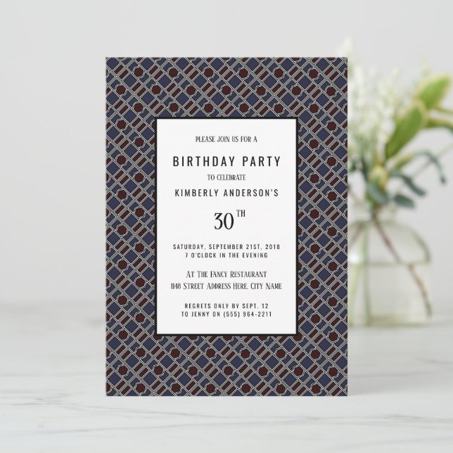Trendy Geometric Pattern, Modern Birthday Party Invitation (Standing Front)