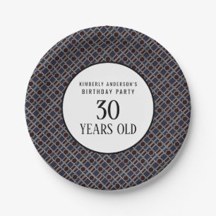 Trendy Geometric Pattern, Modern Birthday Party Paper Plate