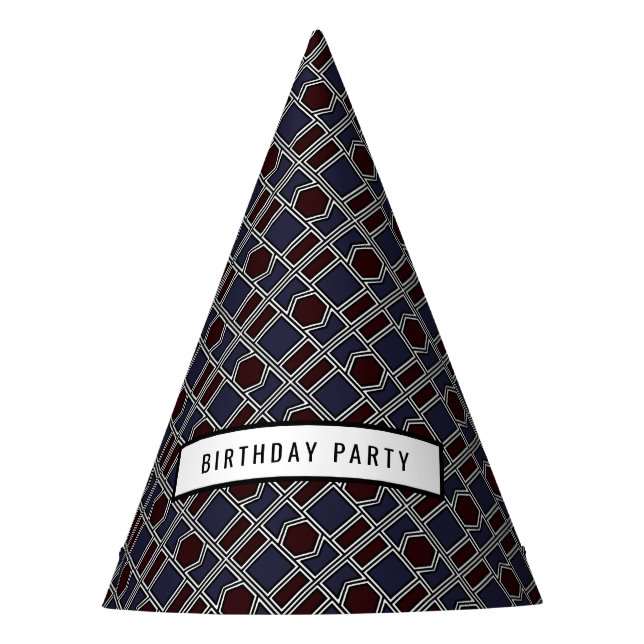 Trendy Geometric Pattern, Modern Birthday Party Party Hat (Front)