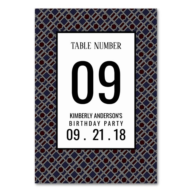 Trendy Geometric Pattern, Modern Birthday Table No Number (Front)