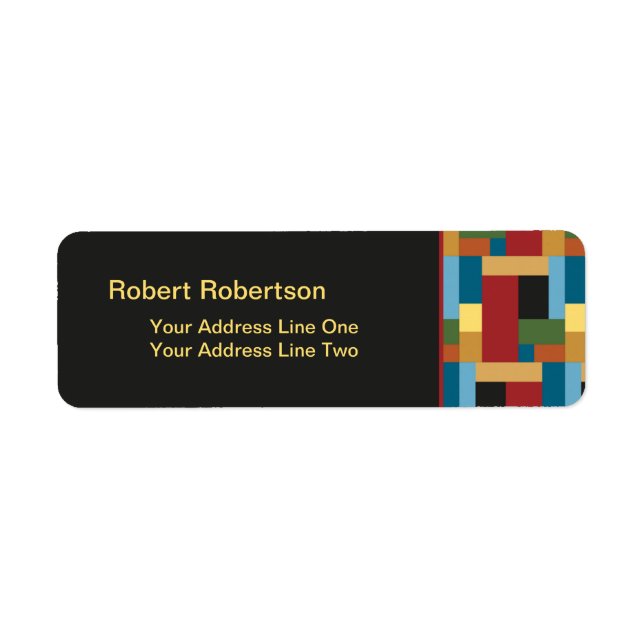 Trendy Geometric Retro Pattern Return Address Label (Front)