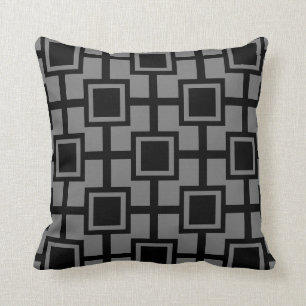 Trendy Geometric Squares Grid   grey Cushion