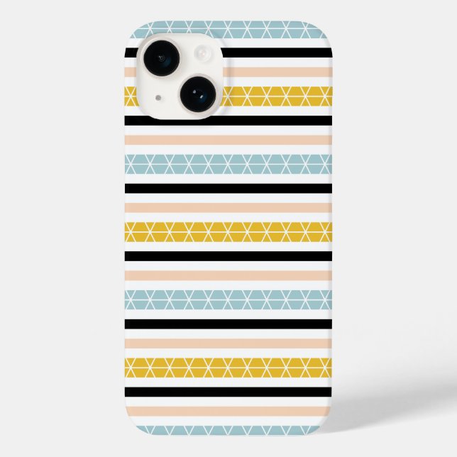 Trendy Geometric White Black Yellow Stripes Design Case-Mate iPhone Case (Back)