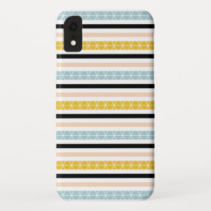 Trendy Geometric White Black Yellow Stripes Design iPhone XR Case