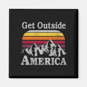 Trendy Get Outside America Mountain Climbing Hikin Magnet