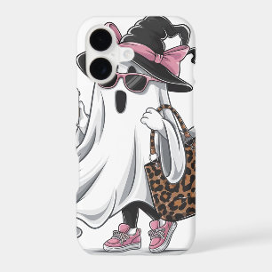 Trendy Ghost with Witch Hat, Sunglasses, Coffe Cup