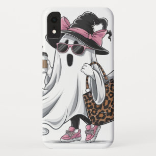 Trendy Ghost with Witch Hat, Sunglasses, Coffe Cup iPhone XR Case