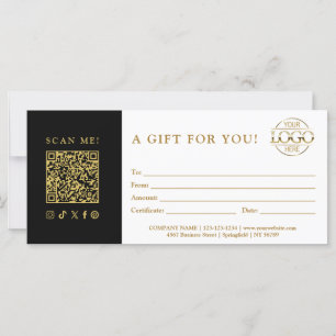 Trendy Gift Certificate   Business Logo & QR Code