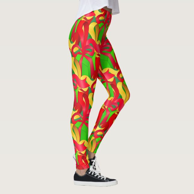 Trendy Gift Wrap Abstract Holiday Season Leggings (Right)
