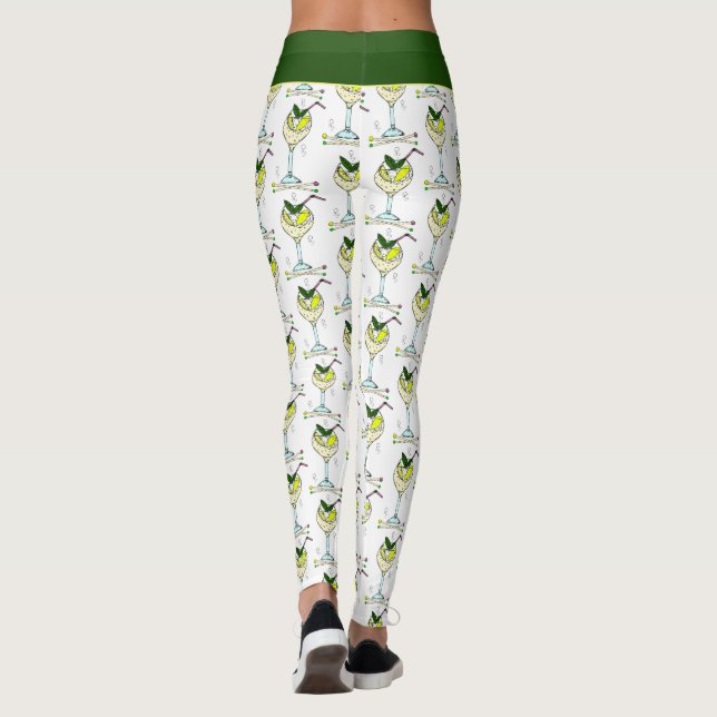 Trendy Gin Lover Cocktail Glass Stylish White Leggings (Back)