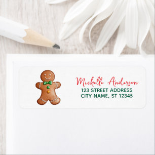 Trendy Gingerbread Christmas Return Address        Label