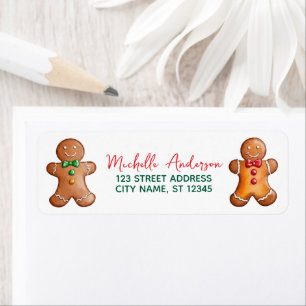 Trendy Gingerbread Christmas Return Address        Label