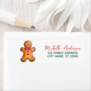 Trendy Gingerbread Christmas Return Address        Label