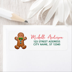 Trendy Gingerbread Christmas Return Address        Label