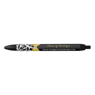 Trendy Giraffe Print Yellow Bow Boutique Promotion Black Ink Pen
