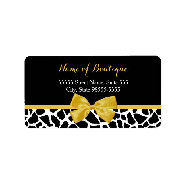 Trendy Giraffe Print Yellow Bow Fashion Boutique Label (Front)