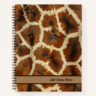 Trendy Giraffe Skin Brown Customisable Name  Notebook