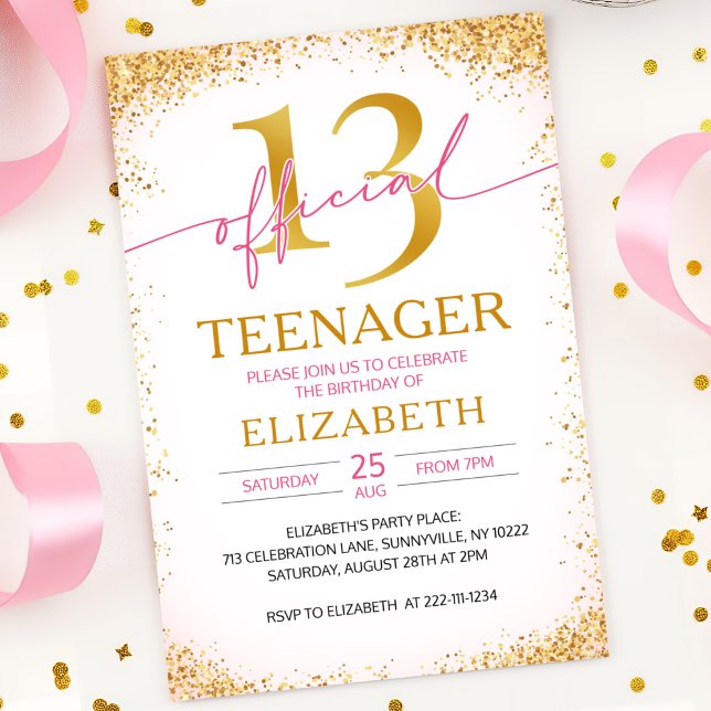 Trendy Girl 13th Birthday Invitation (Creator Uploaded)
