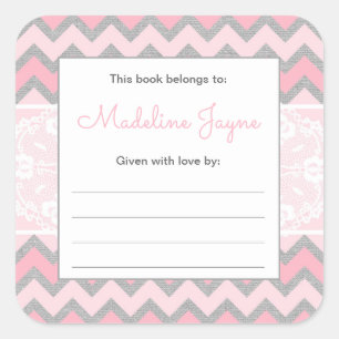 Trendy Girl Baby Shower Bookplate sticker