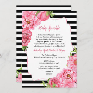 Trendy Girl Pink Floral Baby Sprinkle Invitations