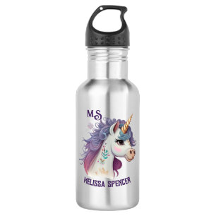 Trendy Girls' Cute Elegant Purple Magical Unicorn 532 Ml Water Bottle