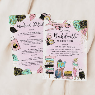 Trendy Girly Bachelorette Weekend Invitation