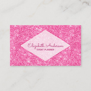 Trendy Girly Bling Hot Pink Glitter Diamond Name Business Card