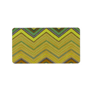 Trendy Girly Brown Yellow Zigzag Pattern Label