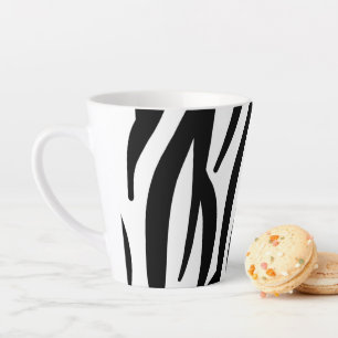 trendy girly chic black and white zebra stripes latte mug