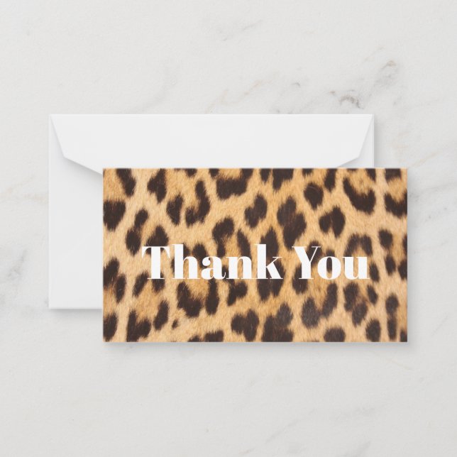 trendy girly chic safari leopard print thank you card (Front)
